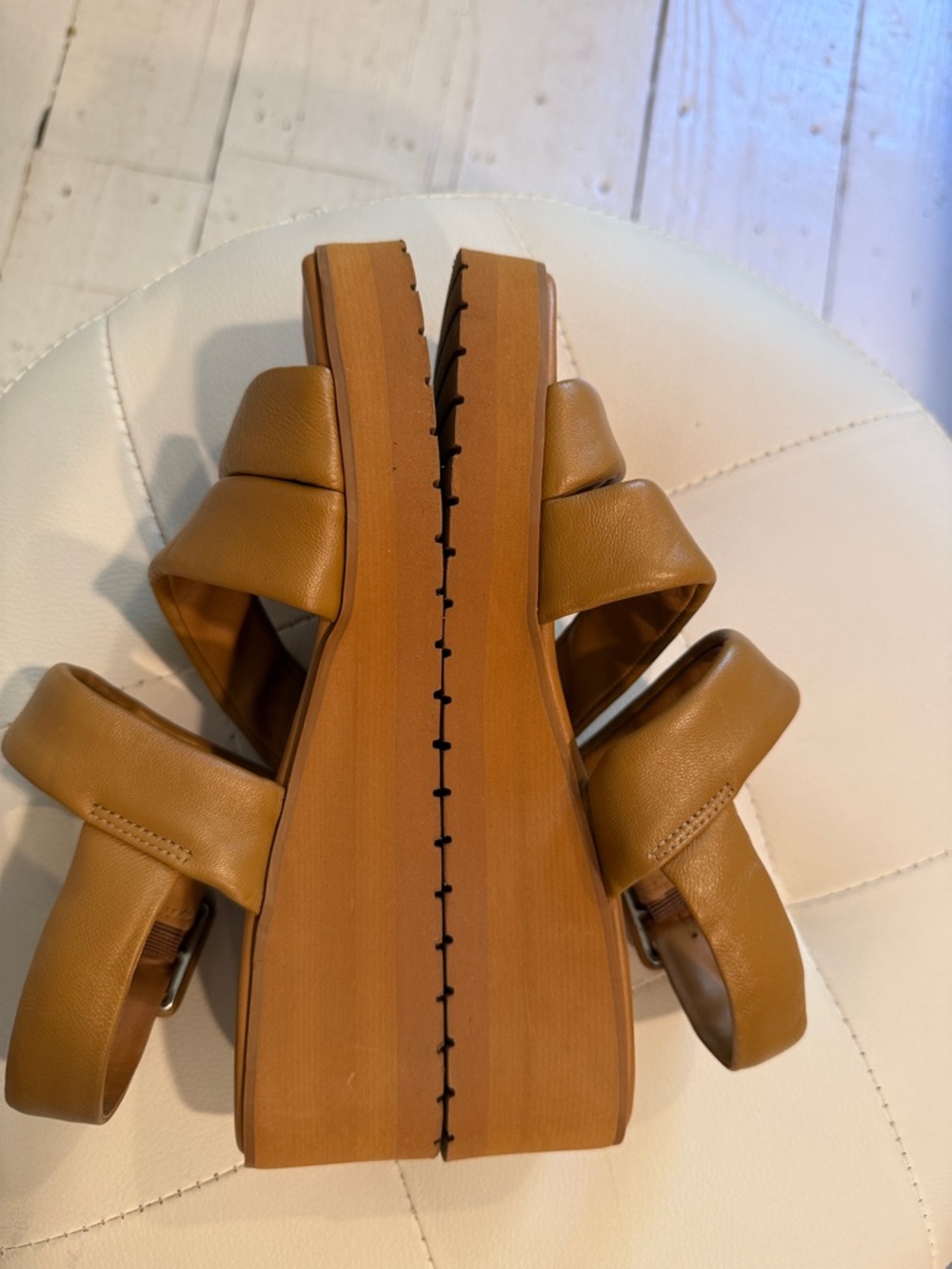 Vince Tan Leather Platform Sandals - Picture 6 of 15